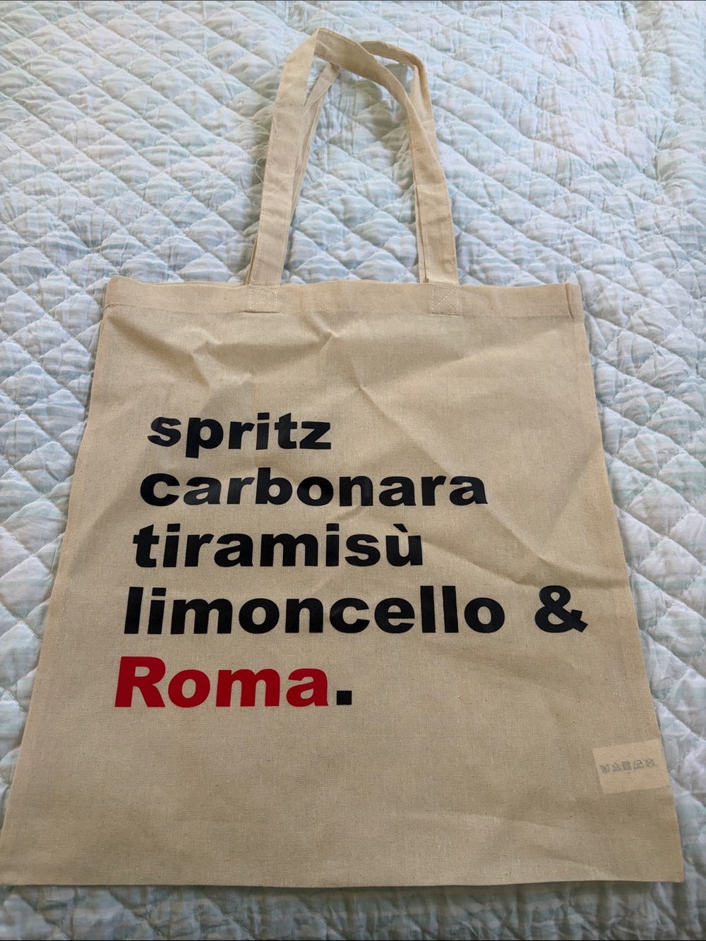 Canvas Tote Bag with 'Roma' essentials - Red & Black Print